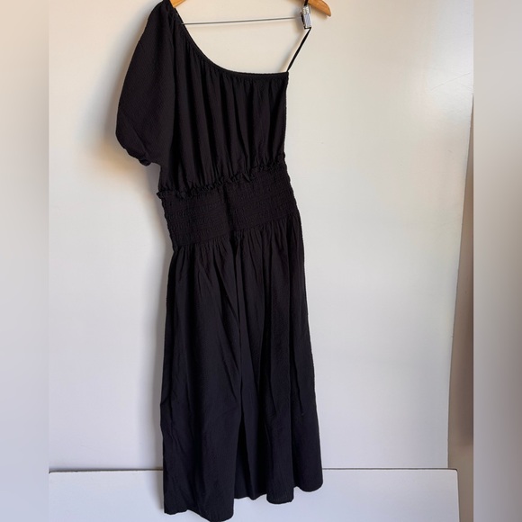 APIECE APART Marta One Shoulder Maxi Dress Navy Blue Medium Knit Gauzy Puff - Picture 6 of 13